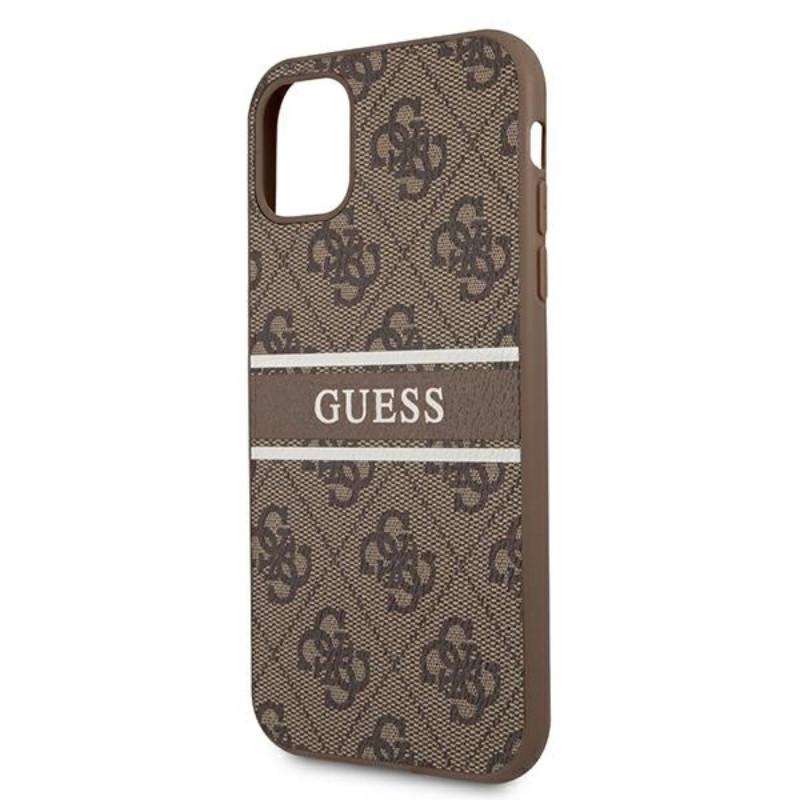 Etui Do iPhone 11 Guess 4G Printed Stripe Brązowy