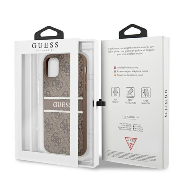 Etui Do iPhone 11 Guess 4G Printed Stripe Brązowy