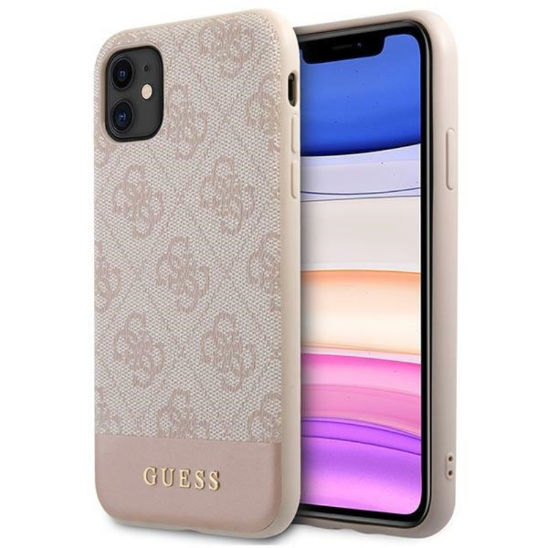 Etui Do iPhone 11 Guess 4G Bottom Stripe Collection Różowy