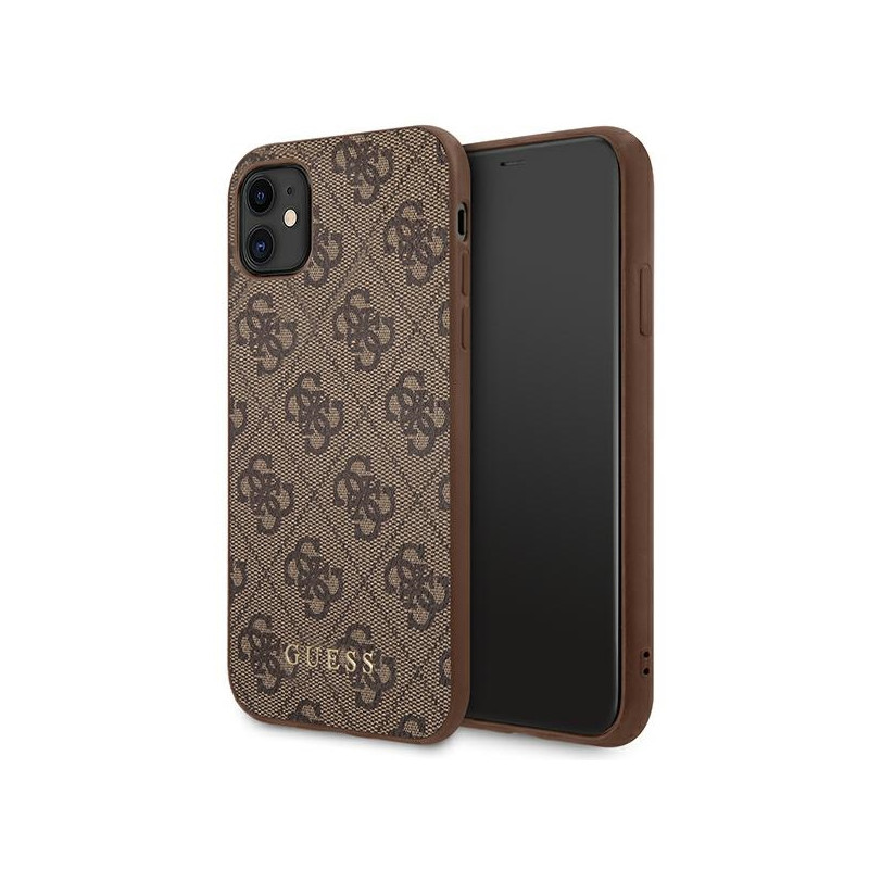 Etui Do iPhone 11 Guess 4G Metal Gold Logo Brązowy