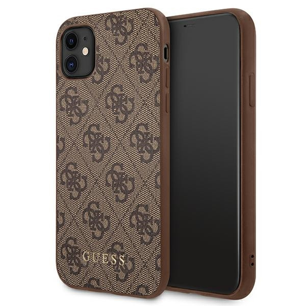Etui Do iPhone 11 Guess 4G Metal Gold Logo Brązowy