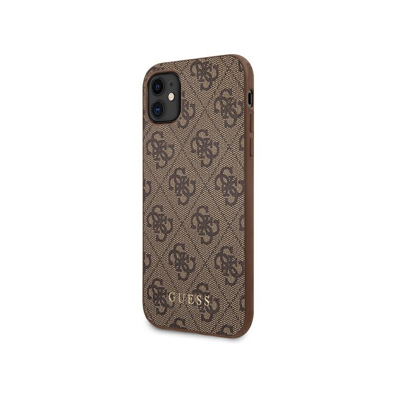 Etui Do iPhone 11 Guess 4G Metal Gold Logo Brązowy
