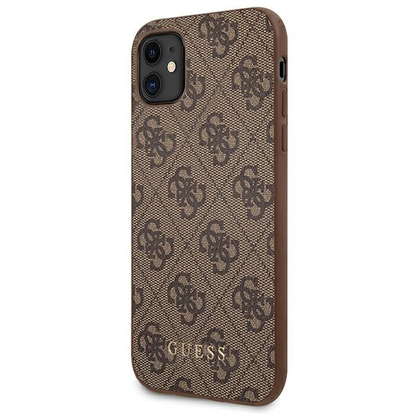 Etui Do iPhone 11 Guess 4G Metal Gold Logo Brązowy