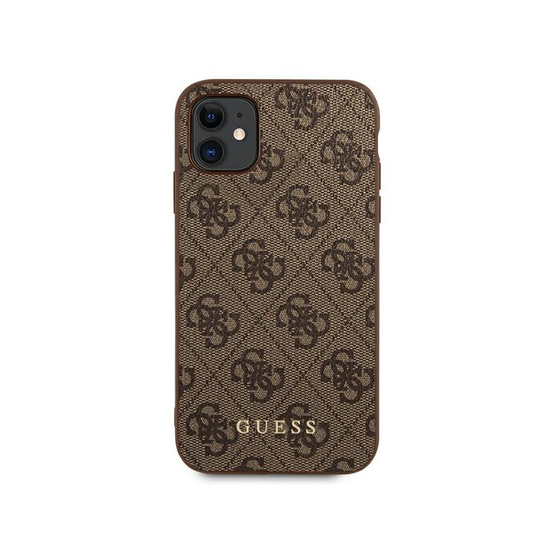 Etui Do iPhone 11 Guess 4G Metal Gold Logo Brązowy