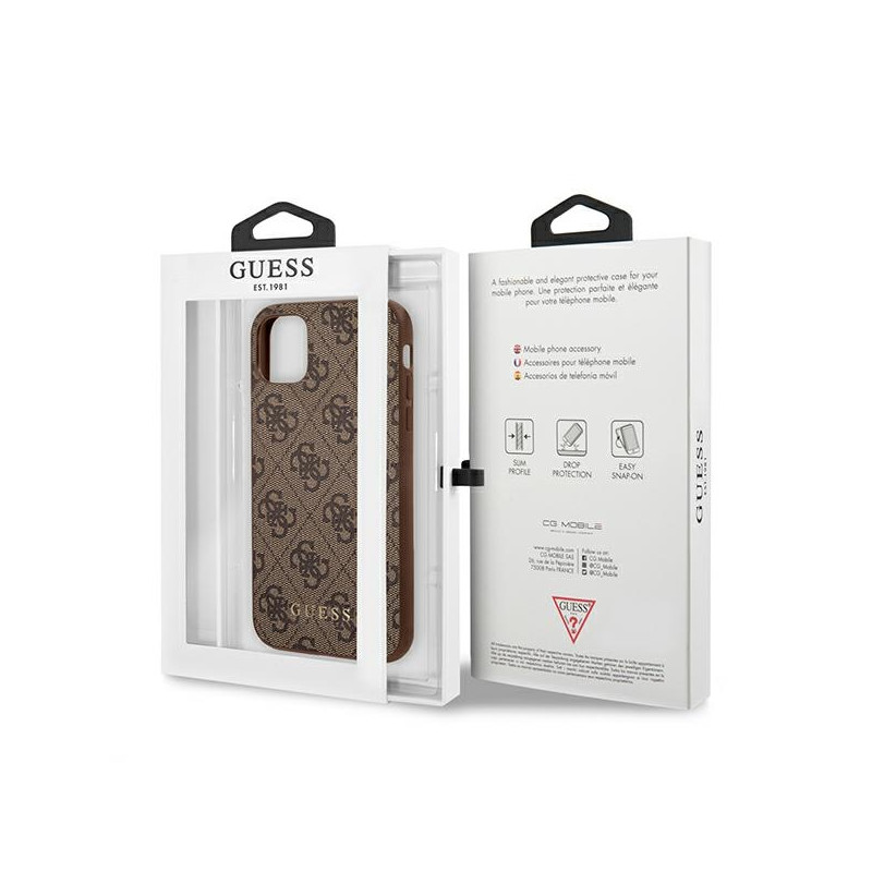 Etui Do iPhone 11 Guess 4G Metal Gold Logo Brązowy