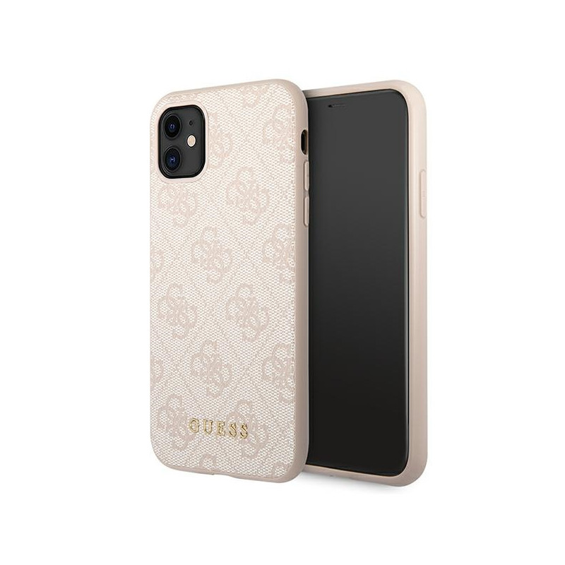 Etui Do iPhone 11 Guess 4G Metal Gold Logo Różowy