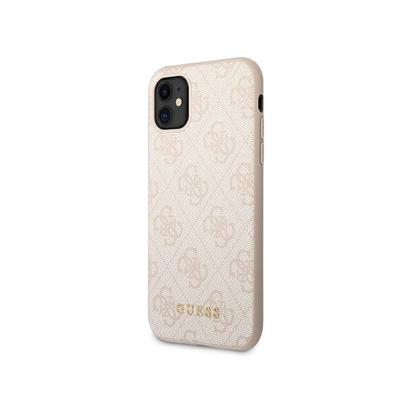 Etui Do iPhone 11 Guess 4G Metal Gold Logo Różowy