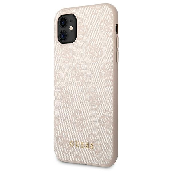 Etui Do iPhone 11 Guess 4G Metal Gold Logo Różowy