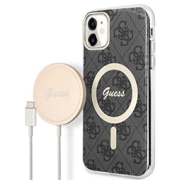 Zestaw Etui + Ładowarka MagSafe Do iPhone 11 Guess Bundle Pack MagSafe 4G Czarny