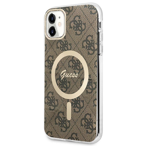 Zestaw Etui + Ładowarka MagSafe Do iPhone 11 Guess Bundle Pack MagSafe 4G Brązowy