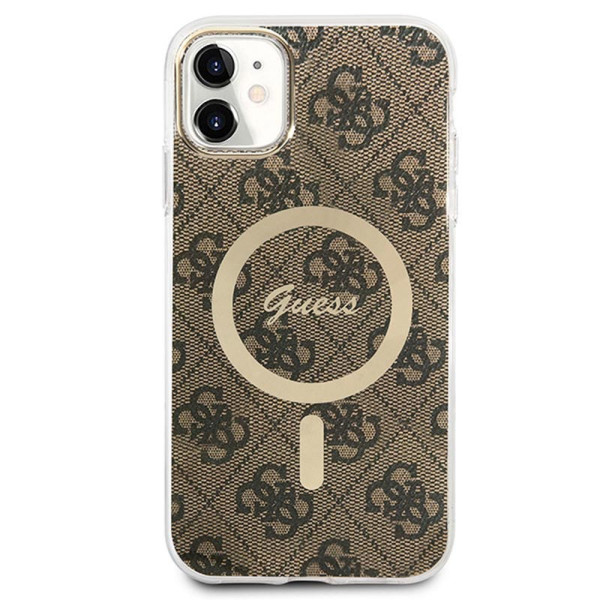 Zestaw Etui + Ładowarka MagSafe Do iPhone 11 Guess Bundle Pack MagSafe 4G Brązowy