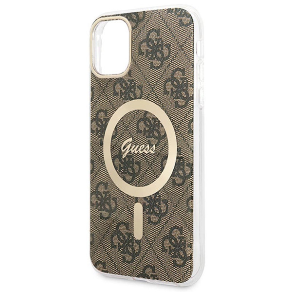 Zestaw Etui + Ładowarka MagSafe Do iPhone 11 Guess Bundle Pack MagSafe 4G Brązowy
