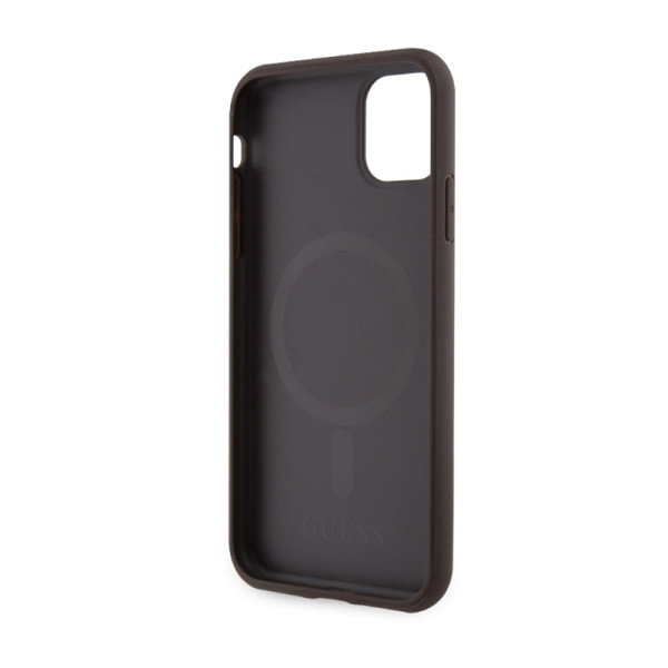 Etui Do iPhone 11 Guess 4G Printed Stripes MagSafe Brązowy
