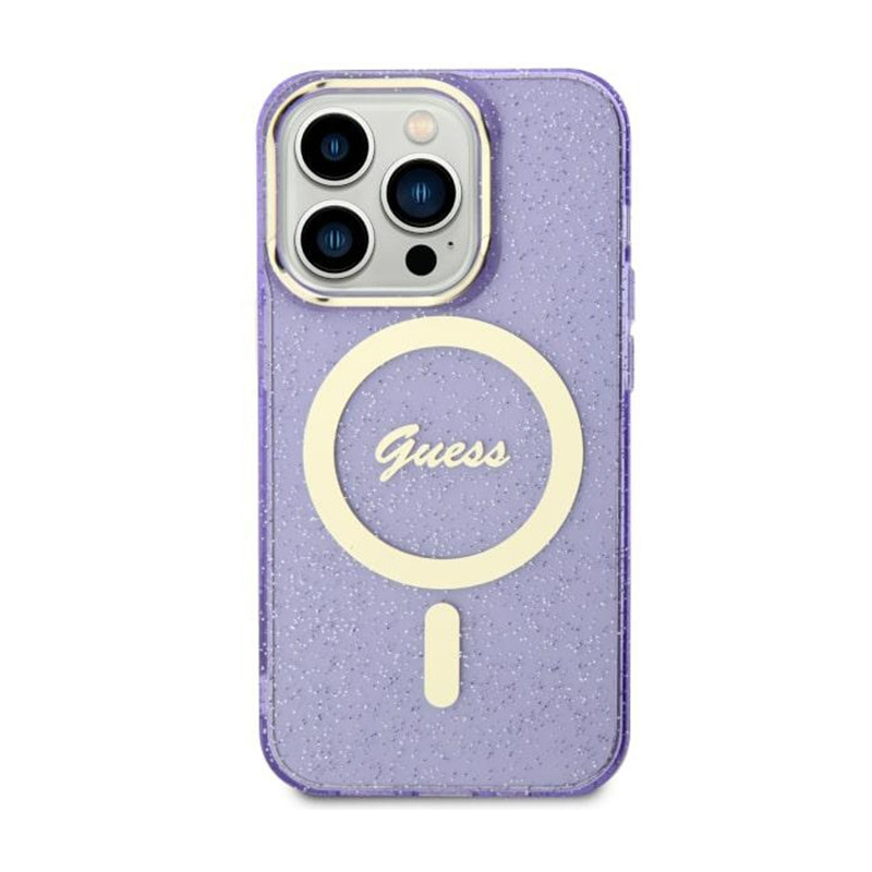 Etui Do iPhone 11 Guess Glitter Gold MagSafe Fioletowy