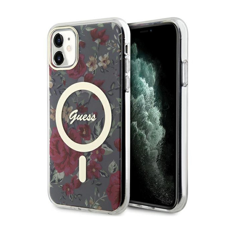 Etui Do iPhone 11 Guess Flower MagSafe Zielony