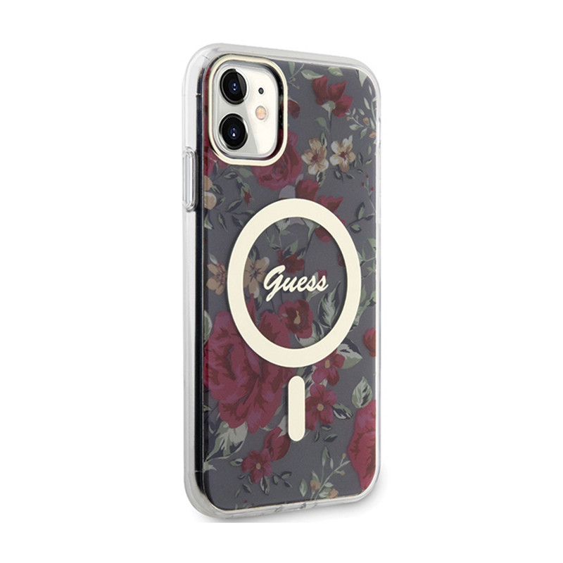 Etui Do iPhone 11 Guess Flower MagSafe Zielony