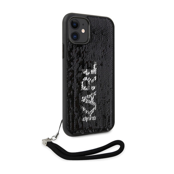 Etui Ze Smyczką Do iPhone 11 Karl Lagerfeld Sequins Cord Srebrny