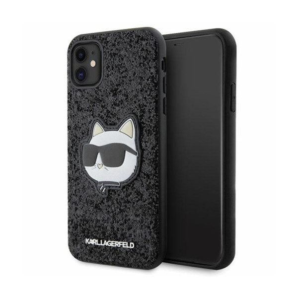 Etui Do iPhone 11 Karl Lagerfeld NFT Glitter Choupette Patch Czarny