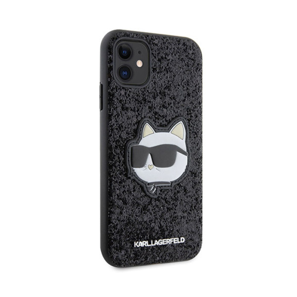 Etui Do iPhone 11 Karl Lagerfeld NFT Glitter Choupette Patch Czarny