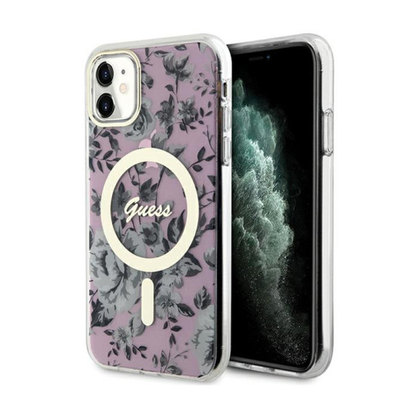 Etui Do iPhone 11 Guess Flower MagSafe Różowy