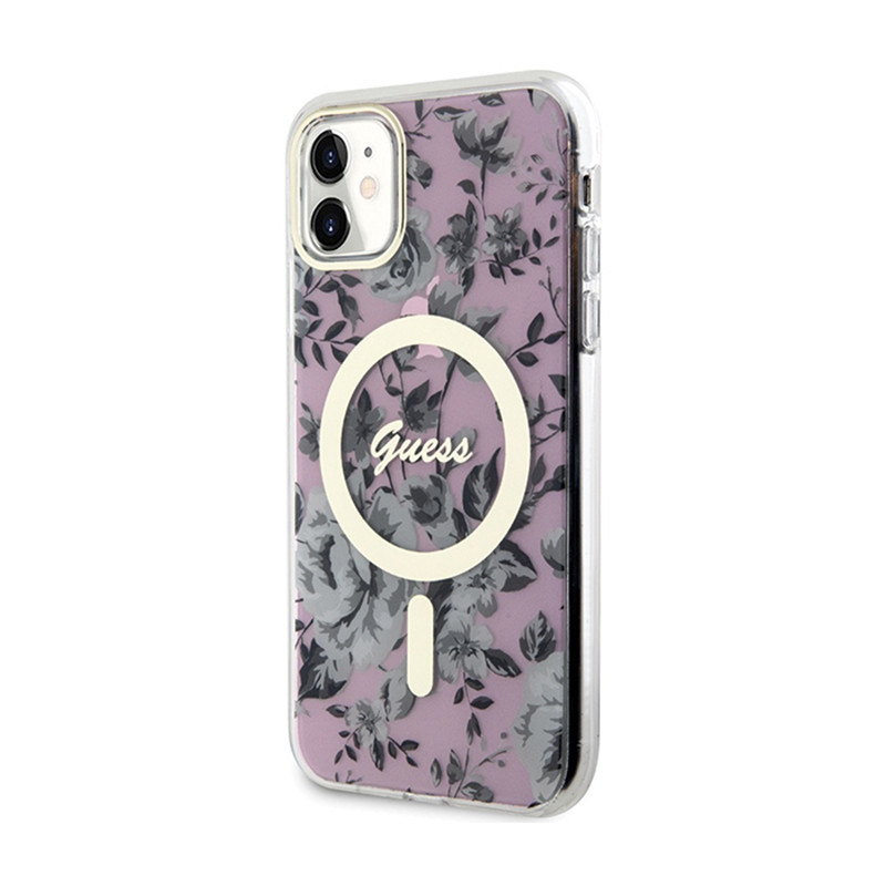 Etui Do iPhone 11 Guess Flower MagSafe Różowy
