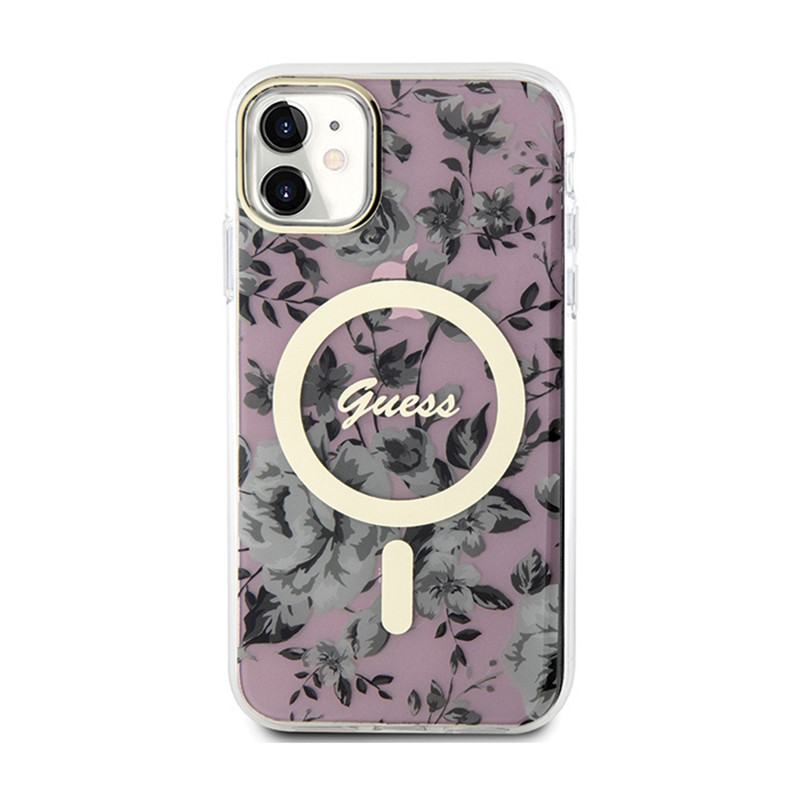 Etui Do iPhone 11 Guess Flower MagSafe Różowy