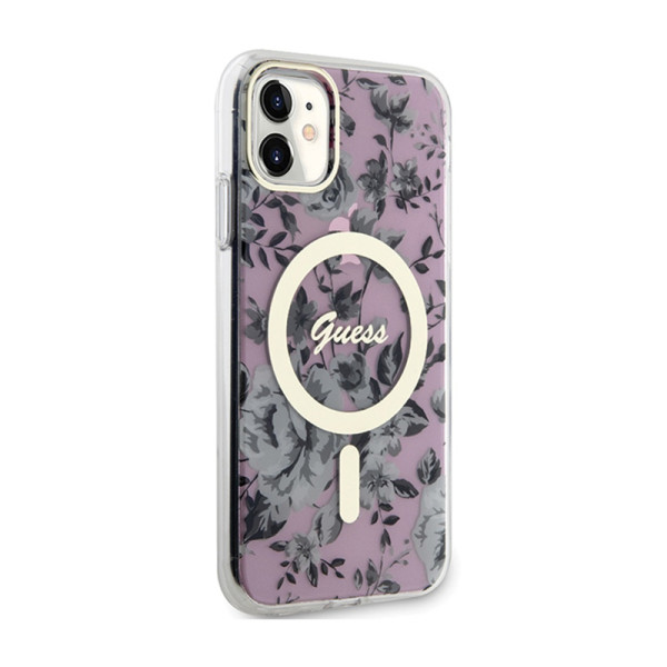 Etui Do iPhone 11 Guess Flower MagSafe Różowy