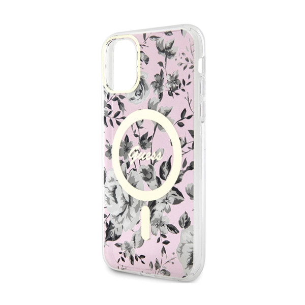 Etui Do iPhone 11 Guess Flower MagSafe Różowy