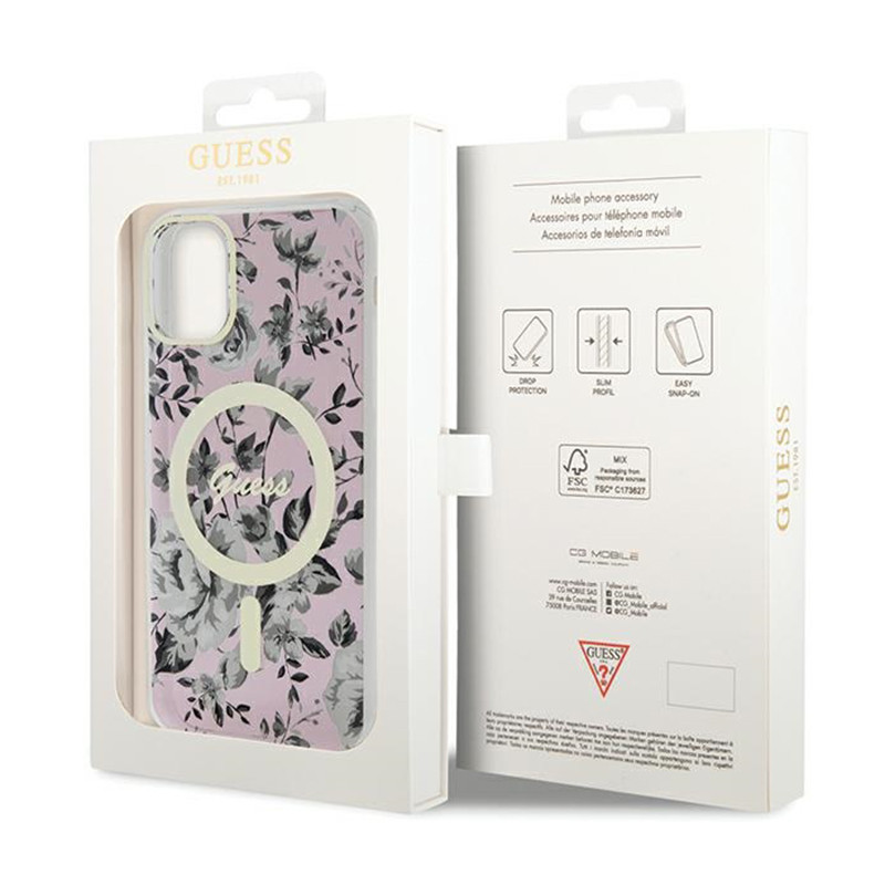 Etui Do iPhone 11 Guess Flower MagSafe Różowy