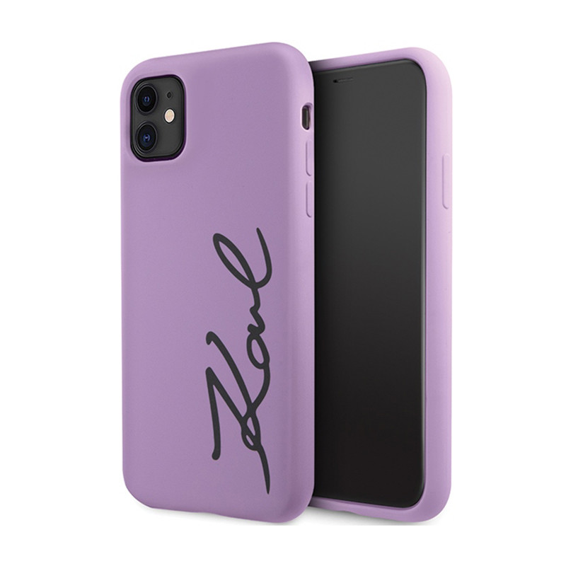 Etui Do iPhone 11 Karl Lagerfeld Silicone Signature Fioletowy