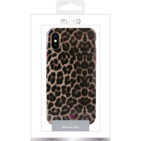 Etui Do iPhone XS / X Puro Glam Leopard Cover Brązowy