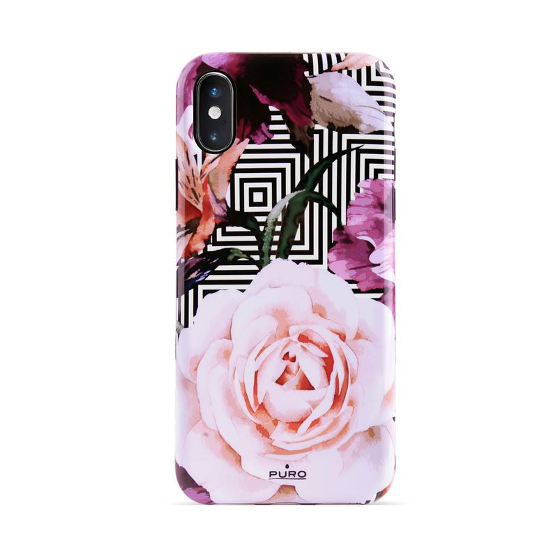Etui Do iPhone XS / X Puro Glam Geo Flowers Różowy