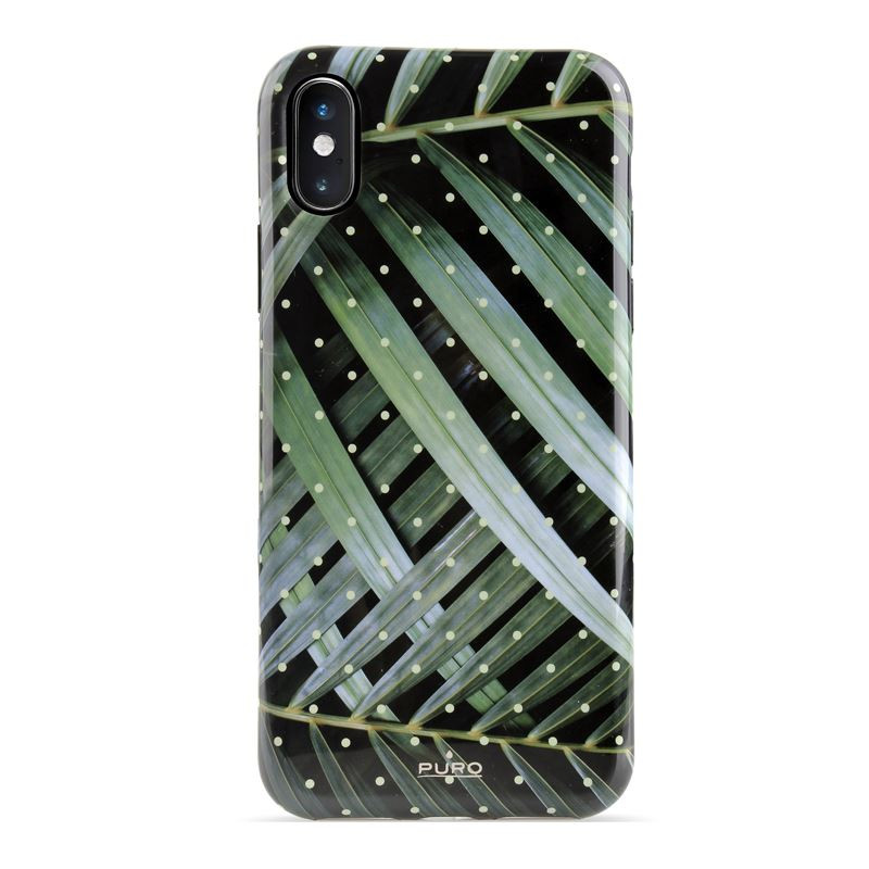 Etui Do iPhone XS Max Puro Glam Tropical Leaves Czarny