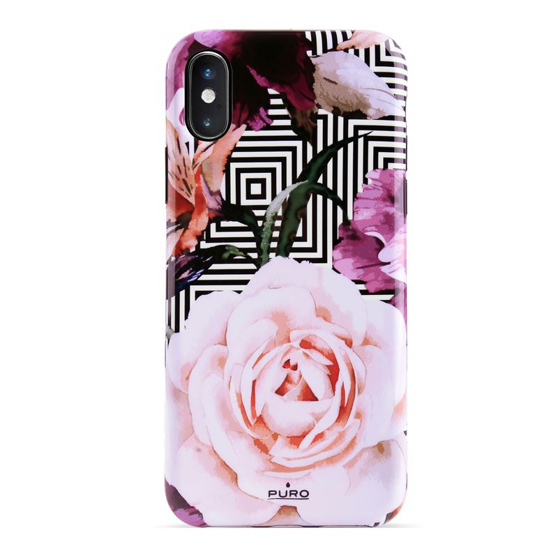 Etui Do iPhone XS Max Puro Glam Geo Flowers Różowy