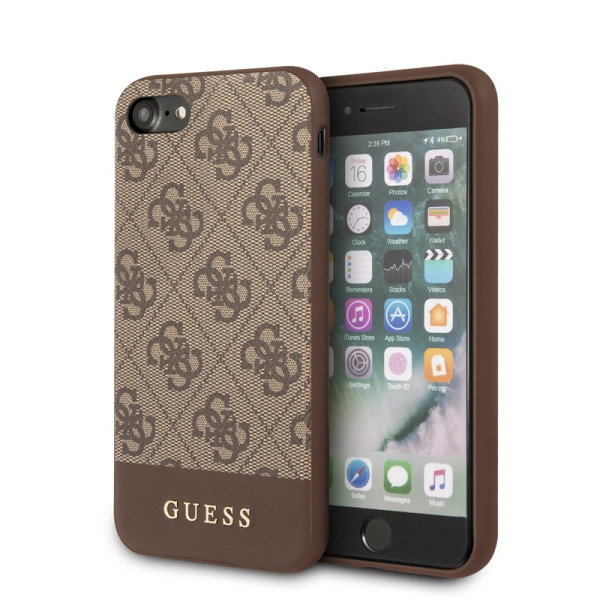 Etui Do iPhone SE 2020 / 8 / 7 Guess 4G Bottom Stripe Collection Brązowy