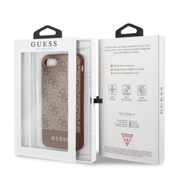 Etui Do iPhone SE 2020 / 8 / 7 Guess 4G Bottom Stripe Collection Brązowy