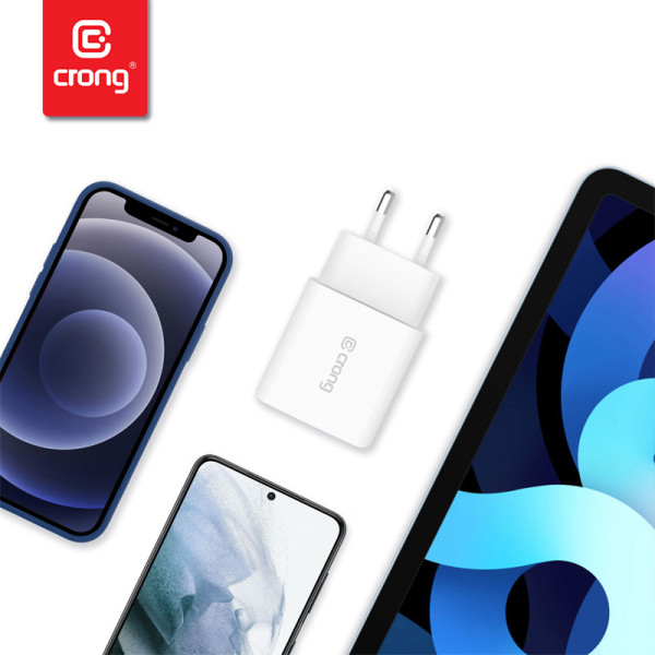 Ładowarka Sieciowa USB-C Power Delivery 20 W Crong USB-C Travel Charger Biały