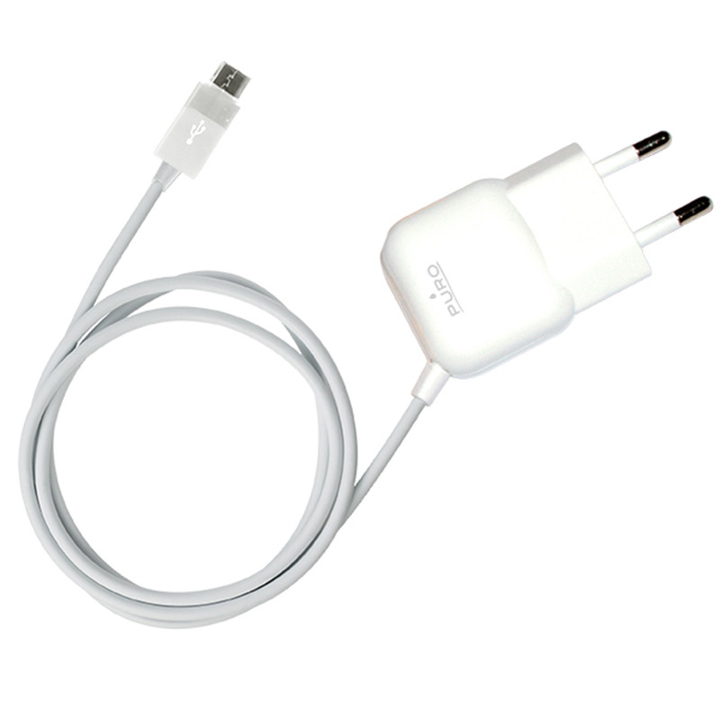 Ładowarka Sieciowa Przenośna Z Kablem Micro USB Puro Mini Travel Charger Biały