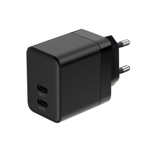 Ładowarka Sieciowa 2x USB-C 35 W Pd 3.0 Z Pps Crong Ultra Compact Gan Czarny
