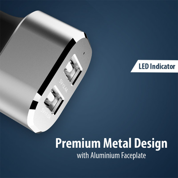 Ładowarka Samochodowa 2x USB 2.4A Crong Power Car Charger 24 W Czarny