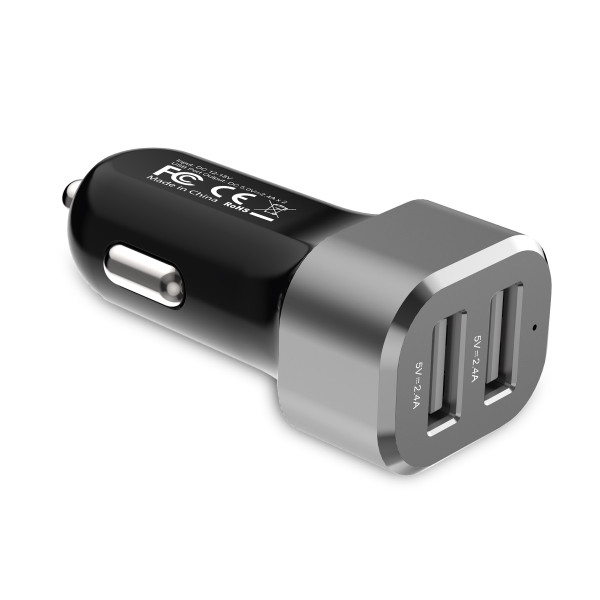 Ładowarka Samochodowa 2x USB 2.4A Crong Power Car Charger 24 W Czarny