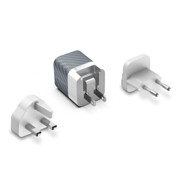 Ładowarka Sieciowa Multiplug EU / UK / US Gan USB-C & USB-A 38 W Pd + QC 3.0 Energizer Ultimate Srebrny
