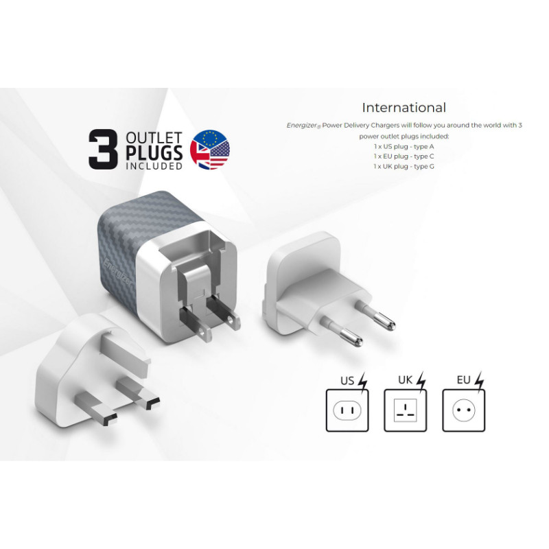 Ładowarka Sieciowa Multiplug EU / UK / US Gan...