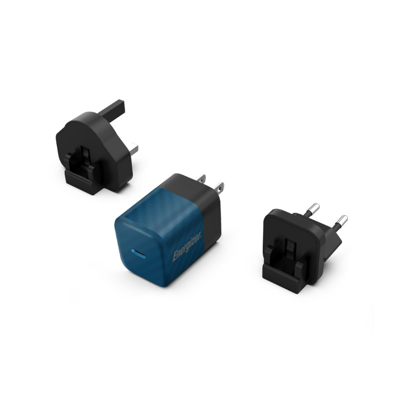 Ładowarka Sieciowa Multiplug EU / UK / US Gan USB-C 20 W Pd Energizer Ultimate Niebieski