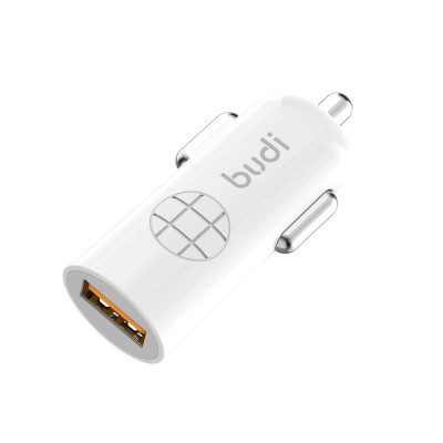 Ładowarka Samochodowa USB. 18 W. QC 3.0 Budi Biały
