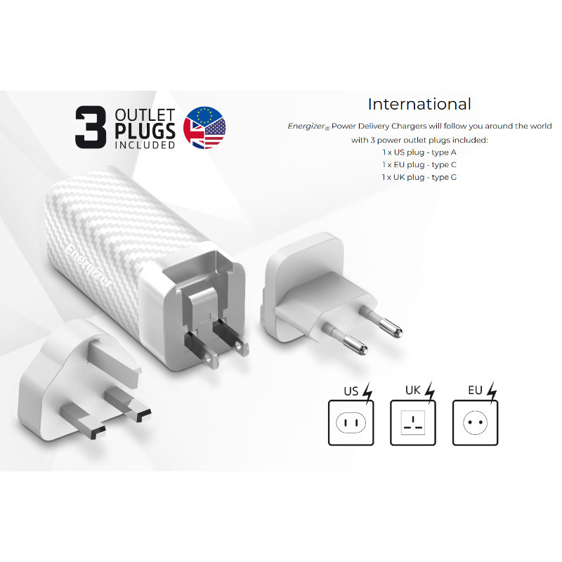Ładowarka Sieciowa Multiplug EU / UK / US Gan...