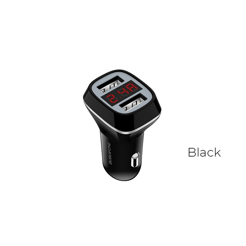 Ładowarka Samochodowa 2x USB Z Wyświetlaczem Lcd Borofone Czarny