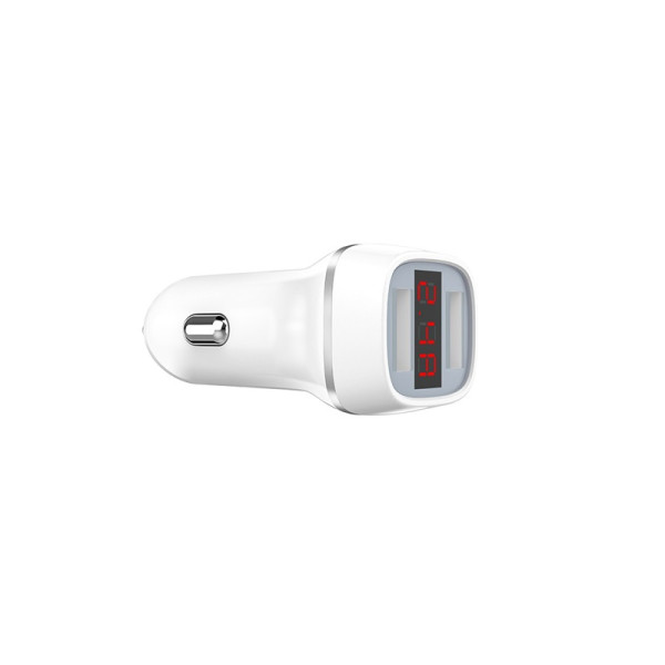 Ładowarka Samochodowa 2x USB Z Wyświetlaczem Lcd Borofone Biały