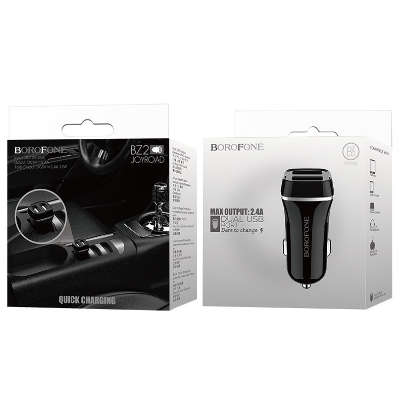 Ładowarka Samochodowa 2x USB Borofone Czarny