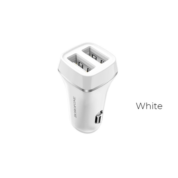 Ładowarka Samochodowa 2x USB Borofone Biały